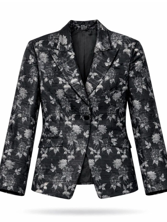 Zanella Jackets & Blazers - Zanella Chloe Floral Brocade Blazer Jacket Black Silver Size 14 Italy Silk Blend